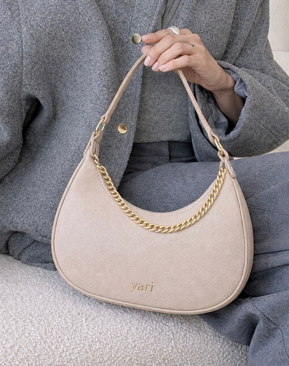YARI Luna Ivory Chain Shoulder Bag