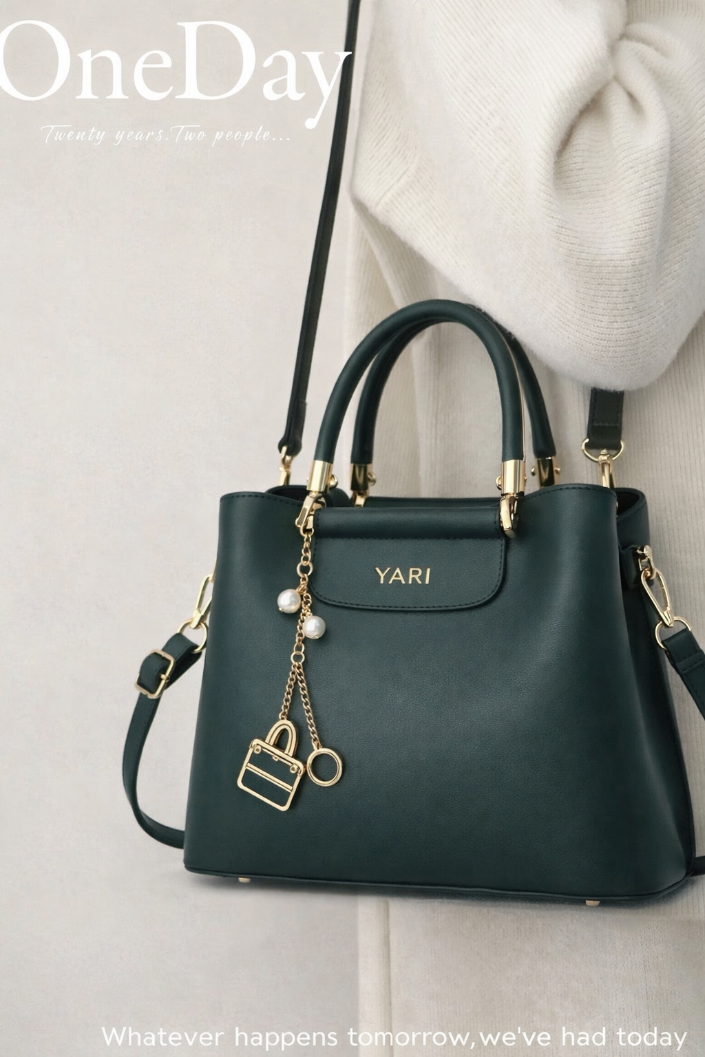 YARI Luxe Emerald Structured Top Handle Bag