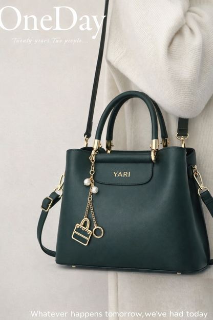 YARI Luxe Emerald Structured Top Handle Bag