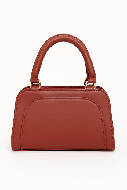 Maroon Synthetic Leather Sling Bag For Girls