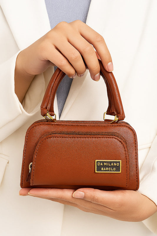 Maroon Synthetic Leather Sling Bag For Girls