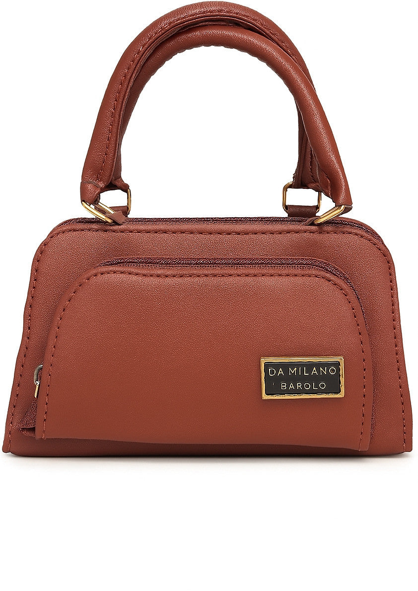 Maroon Synthetic Leather Sling Bag For Girls