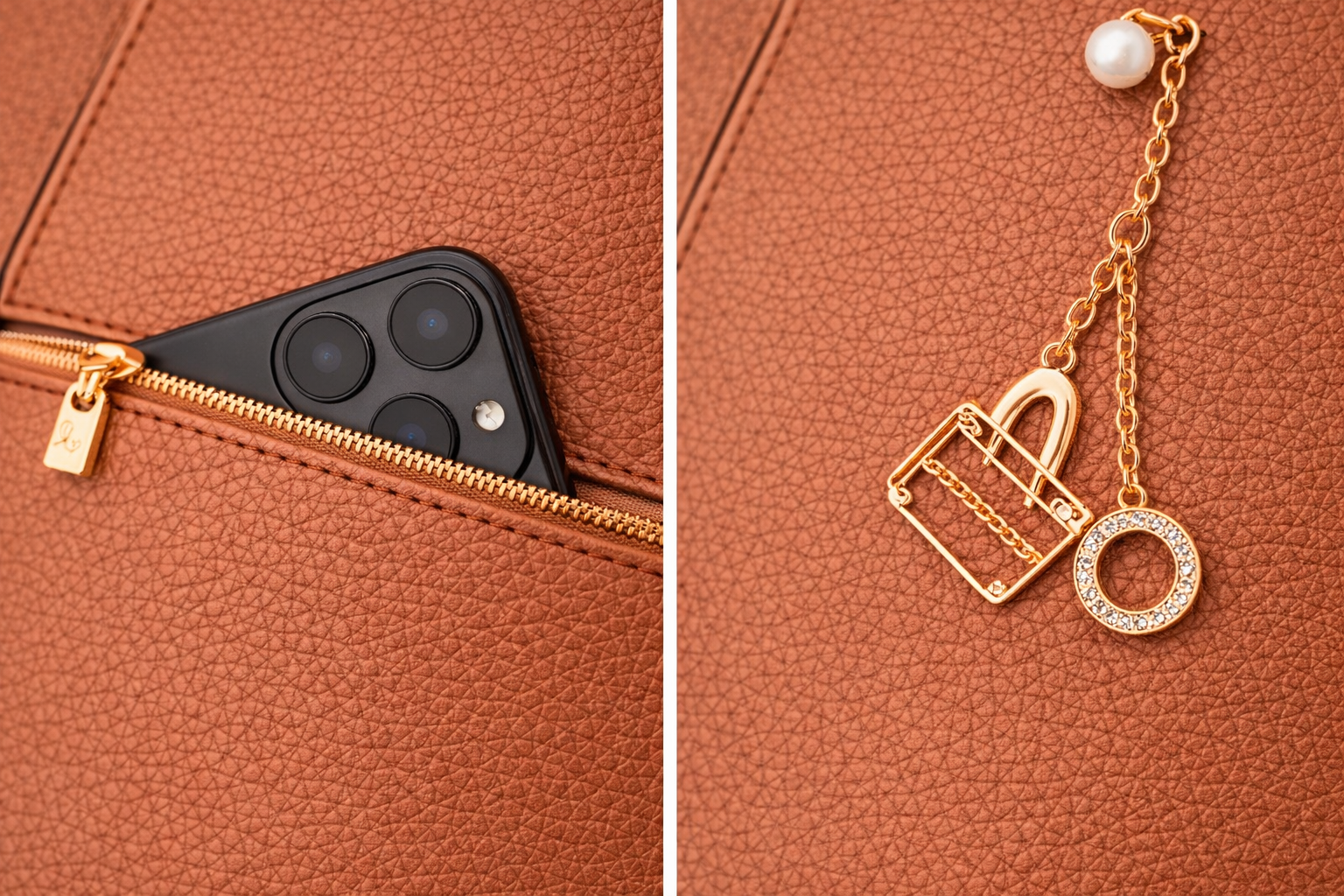 Caramel Charm Luxe Structured Satchel