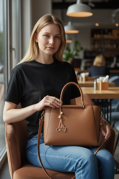 Caramel Charm Luxe Structured Satchel