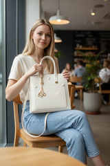 YARI Ivory Grace Structured Satchel Handbag