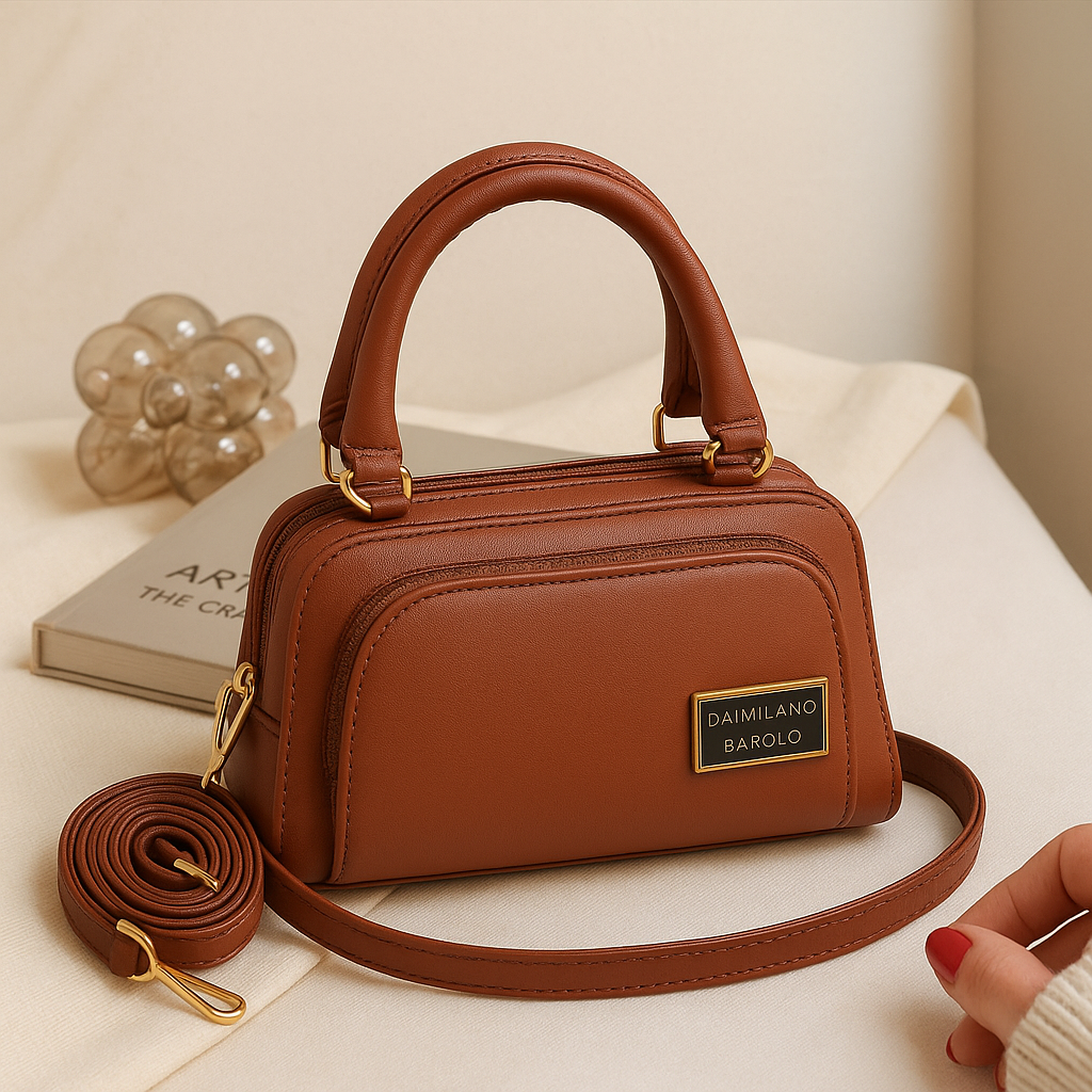 Maroon Synthetic Leather Sling Bag For Girls