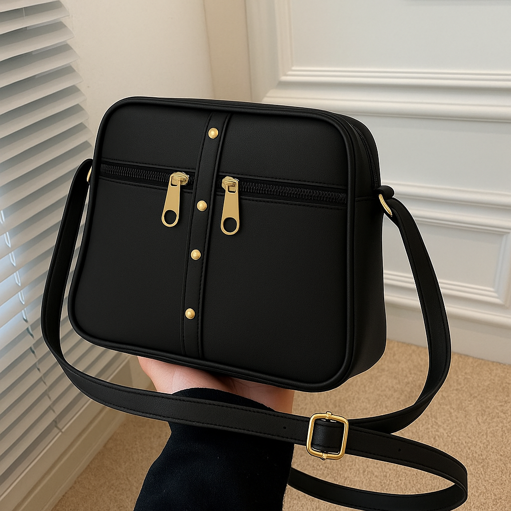 Black Genuine Leather Sling Bag For Women
