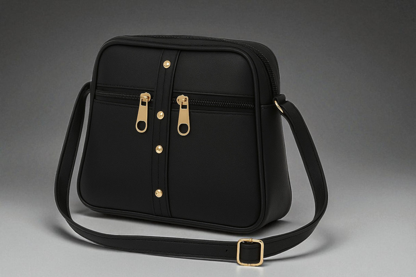 Black Genuine Leather Sling Bag For Women