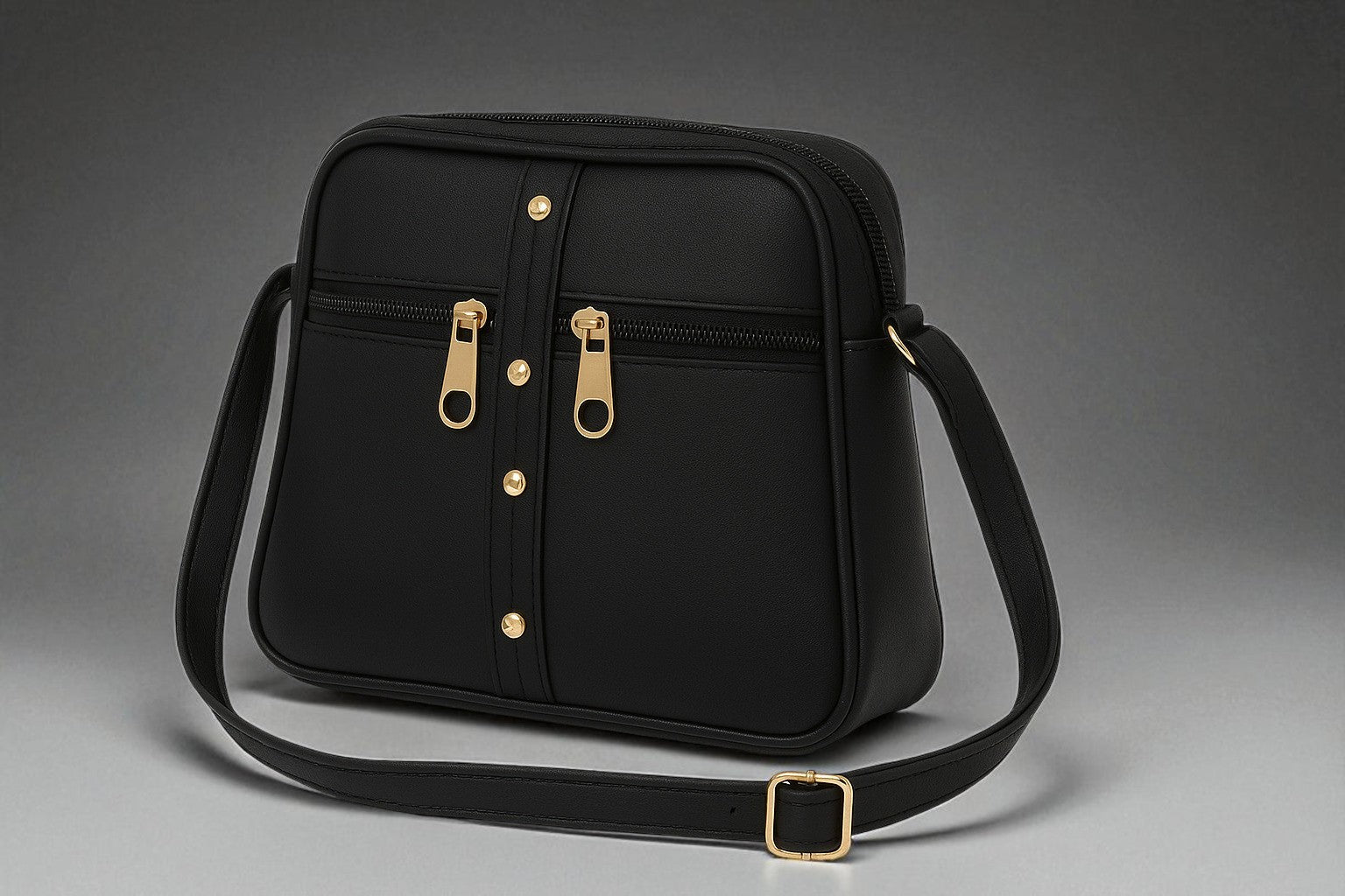 Black Genuine Leather Sling Bag For Women