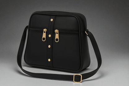 Black Genuine Leather Sling Bag For Women