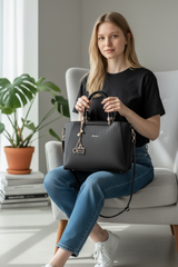 Noir Essence Luxe Structured Satchel
