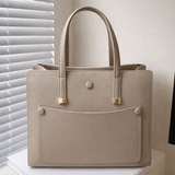 Luxe Minimal Taupe Structured Tote Bag