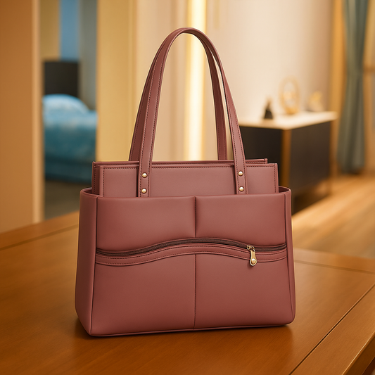 Antique Pink Pu Tote Bag For Women