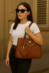 Brown Genuine Leather Tote Bag For Women