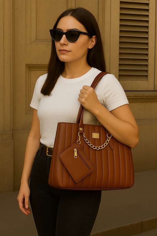 Brown Genuine Leather Tote Bag For Women