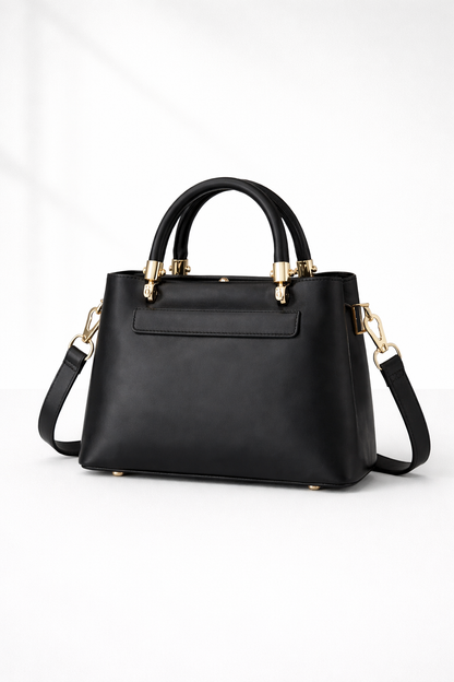 Noir Elegance Luxe Structured Satchel