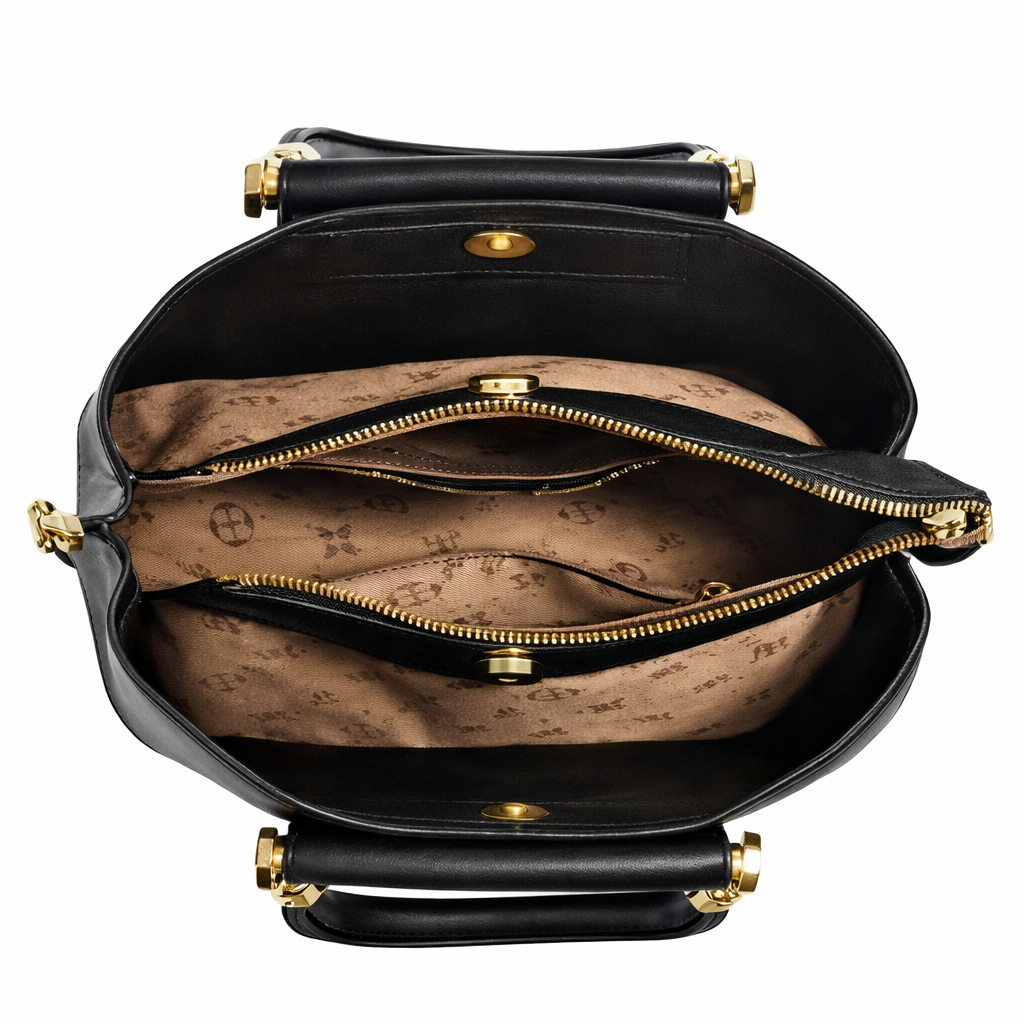 Noir Elegance Luxe Structured Satchel