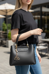 Noir Elegance Luxe Structured Satchel