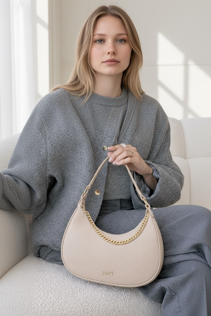 YARI Luna Ivory Chain Shoulder Bag