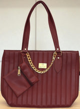 Maroon Genuine Leather Tote Bag For Women