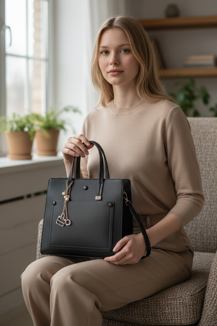 Amara Noir Structured Utility Tote