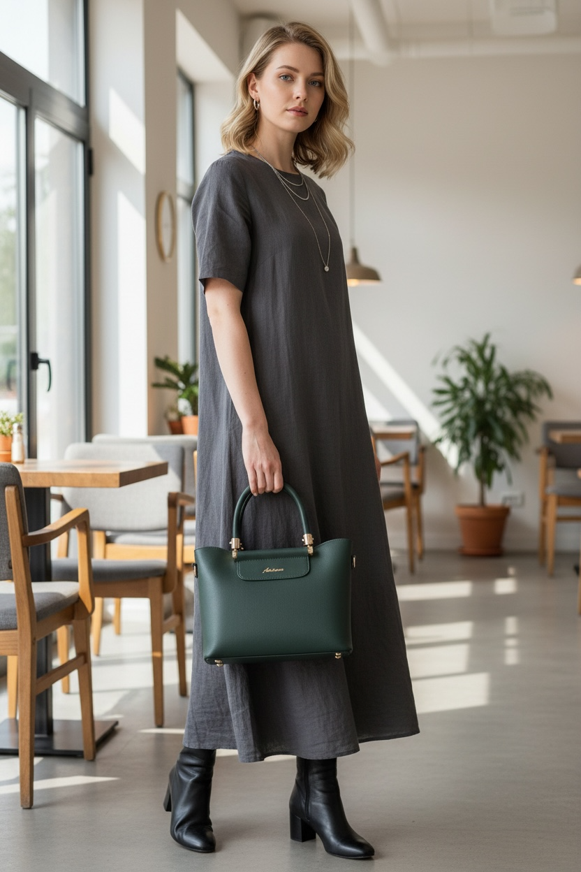YARI Emerald Grace Structured Handbag